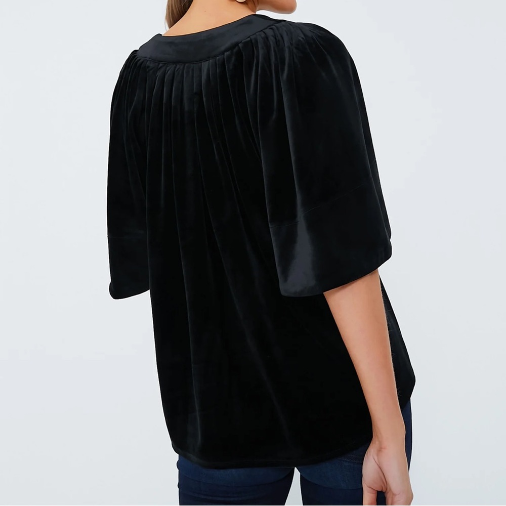 Tuckernuck + Pomander Place Black Velvet Finley Flutter Sleeve Blouse | XL | NWT - Picture 5 of 11